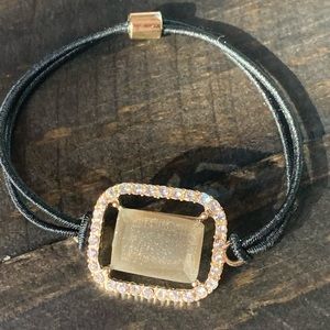 Gold Tone Gray Rectangle Crystal Halo Ponytail